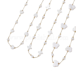 Colliers à maillons en acier inoxydable 304 et coquillage blanc naturel&nbsp;NJEW-JN05808