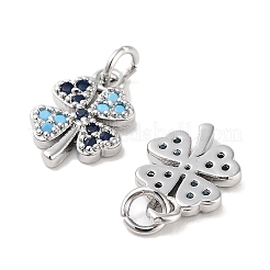 Breloques de trèfle en laiton avec zircone cubique micro pave&nbsp;KK-B102-04P