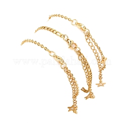 3 bracelet à maillons et chaîne figaro en acier inoxydable 304&nbsp;BJEW-JB12431