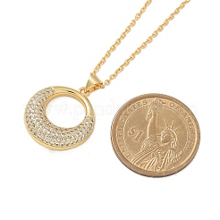 Collane con pendente da donna in ottone con micro pavé di zirconi cubici&nbsp;LS-NJEW-U020-01G-01