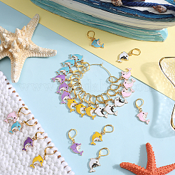 Décorations de pendentif en émail en alliage de dauphin&nbsp;HJEW-SC00053