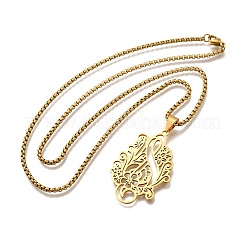 201 Edelstahl Laser Cut Blume Musiknote Anhänger Box Kette Halsketten für Frauen Männer&nbsp;NJEW-E156-02G