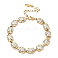 Armbänder aus Edelstahl 304 mit rechteckigen Gliederketten und Strassbesatz&nbsp;SA-CBABBEA-03G