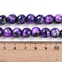 Chapelet de perles en verre baking paint&nbsp;DGLA-N003-10mm-A07