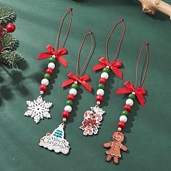 4 pz decorazioni pendenti in legno natalizie&nbsp;HJEW-JM04477