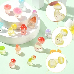 60 pièce de 15 styles de décorations lumineuses en forme de champignon en résine&nbsp;DJEW-CJ0001-19