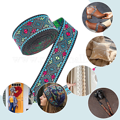Ruban polyester motif losange de style ethnique&nbsp;OCOR-WH0047-50A