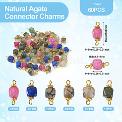 6 Set 6 Farben natürliche Achat gefärbte Verbinder Charms&nbsp;FIND-TA0002-41