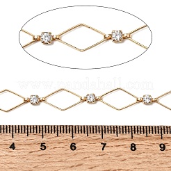 Chaînes à maillons en losange en laiton pavé de zircones cubiques transparentes faites à la main&nbsp;CHC-G027-01G