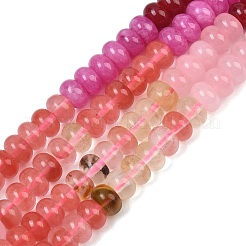 Colliers de perles en verre de quartz cerise et en jade blanc naturel&nbsp;G-NH0006-A16-01