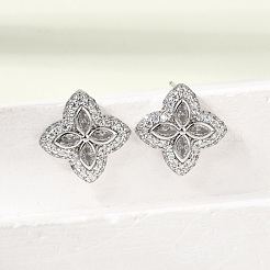 Pendientes de tuerca de circonio cúbico con micro pave de latón&nbsp;KK-CBA8324-25P-02