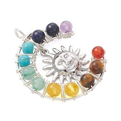 7 Chakra-Rundanhänger aus gemischten Steinen&nbsp;PALLOY-TA00401-02
