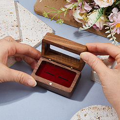 Geschenkboxen aus Holz zur Aufbewahrung von 2 Manschettenknopf mit sichtbarem magnetischem Deckel&nbsp;CON-WH0001-72