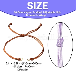 10 Stück 10 Farben Nylon geflochtenes verstellbares Gliederarmband&nbsp;AJEW-CJ00001