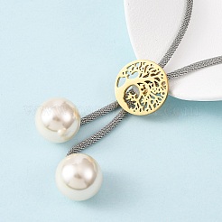 Colliers lariat arbre de vie en acier inoxydable 304 pour femmes&nbsp;NJEW-B149-04GP-01