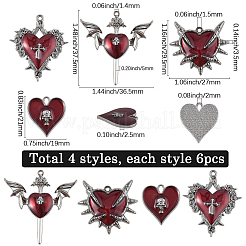 24 Stück 4 Stile Legierung Emaille Gothic Stil Anhänger&nbsp;PALLOY-SC0004-45A