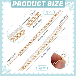 4 Stück 2 Stile Aluminium-Stiefelriemenketten&nbsp;FIND-PH0026-62G