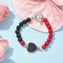 Bracciale a maglie a cuore in lega smaltata&nbsp;BJEW-JB09999-01