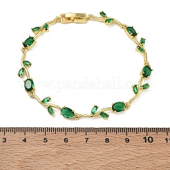 Bracelets à maillons en laiton et verre à fleurs&nbsp;KK-CBA7DFA-01G-B