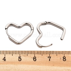 201 orecchini a cerchio a forma di cuore in acciaio inossidabile&nbsp;EJEW-V001-01P