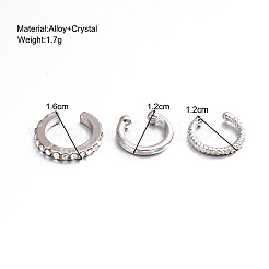 3 set di orecchini a polsino in lega di cristallo e strass per donna&nbsp;WG4401A-03