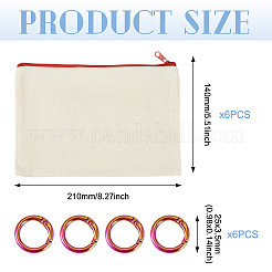 6 borsa portatrucchi fai da te in tela bianca con cerniera per donna&nbsp;AJEW-TA0003-24F
