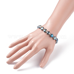 Bracciale elasticizzato con perle di vetro a cuore bling per donna ragazza&nbsp;BJEW-JB07249
