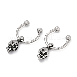 Totenkopf Halbcreolen aus chirurgischem 316 Edelstahl für Damen&nbsp;EJEW-G416-48AS
