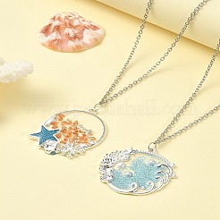 12 Stück 6 Stile Ozean-Stil Legierung offene Rückseite Lünette Anhänger&nbsp;FIND-YW0004-47