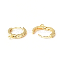 Reperti per orecchini a cerchio in zircone chiaro con micro pavé di ottone&nbsp;KK-C018-01A-G