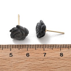 Messing-Katzenaugen-Ohrstecker&nbsp;EJEW-B133-01G-05