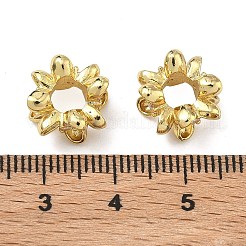 Blumenförmige Messingperlen mit klaren Zirkonia-Steinen im europäischen Stil&nbsp;KK-D228-28G
