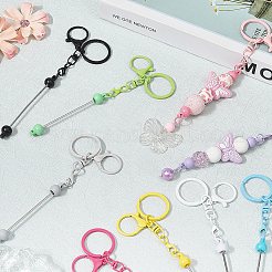 10 fermoir porte-clés en alliage bicolore avec perles&nbsp;FIND-SC0017-20