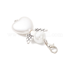 50 ciondolo a forma di cuore in perle di vetro e plastica ABS con imitazione di perle e angelo&nbsp;HJEW-JM03498-01