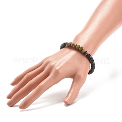 Guscio di cocco naturale e braccialetto elasticizzato con perline di pietre preziose&nbsp;BJEW-JB07991