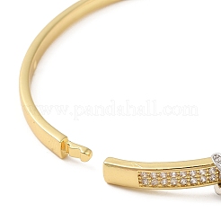 Braccialetti incernierati in ottone placcato a cremagliera con zirconi&nbsp;BJEW-D059-01G