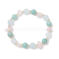 Braccialetti elastici in quarzo rosa naturale&nbsp;BJEW-JB13189