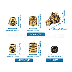 Perline in lega di stile tibetano e perle di vetro buddista&nbsp;TIBEB-TA0001-90AG-01