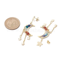 Chakra Mond Kupferdraht umwickelt Edelstein Ohrstecker&nbsp;EJEW-TA00484