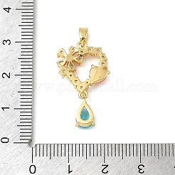 Pendentifs en laiton sertis de micro-pavés de zirconiums cubiques colorés pour la Saint-Valentin&nbsp;KK-E804-04G