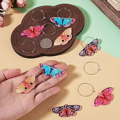 4 par de pendientes de aro de aleación y acrílico con forma de mariposa de 4 colores&nbsp;EJEW-TA0001-88A