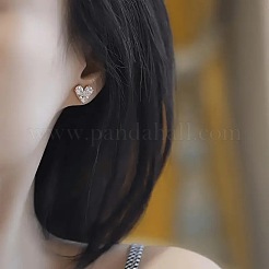 Boucles d'oreilles à tige en alliage de cœur avec zircone cubique transparente&nbsp;FS-WG9E6BA-01