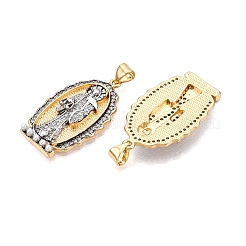 Colgantes de latón con micropavé de circonitas cúbicas y perlas de imitación ABS&nbsp;KK-T070-22G