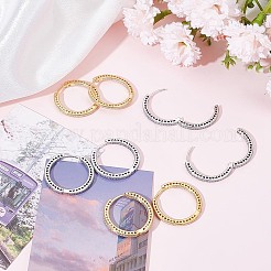 4 paire de boucles d'oreilles créoles en laiton bicolores pour femmes&nbsp;EJEW-BBC0001-77B