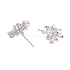 4 paio di orecchini a bottone in ottone con micro pavé di zirconi chiari in stile 2 paia&nbsp;KK-ZZ0001-07