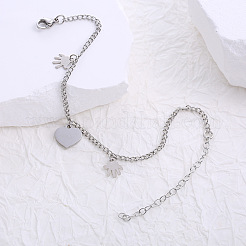 Bracciale minimalista con ciondolo a forma di cuore e mano per eleganti gioielli di moda da donna&nbsp;UF7886