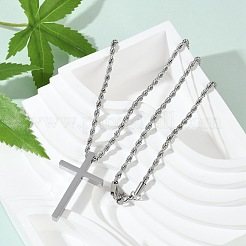 Religion kreuz 304 edelstahl anhänger seil kette halsketten&nbsp;NJEW-L157-09P