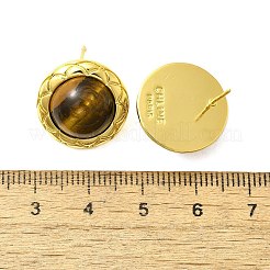Orecchini a bottone in ottone con occhio di tigre&nbsp;EJEW-B120-05G-06