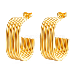 Boucles d'oreilles à tige multicouches en acier inoxydable 304 élégantes en forme de C&nbsp;RT9970
