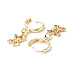 Orecchini a cerchio pendenti con farfalla in zirconi cubici&nbsp;EJEW-B017-22G